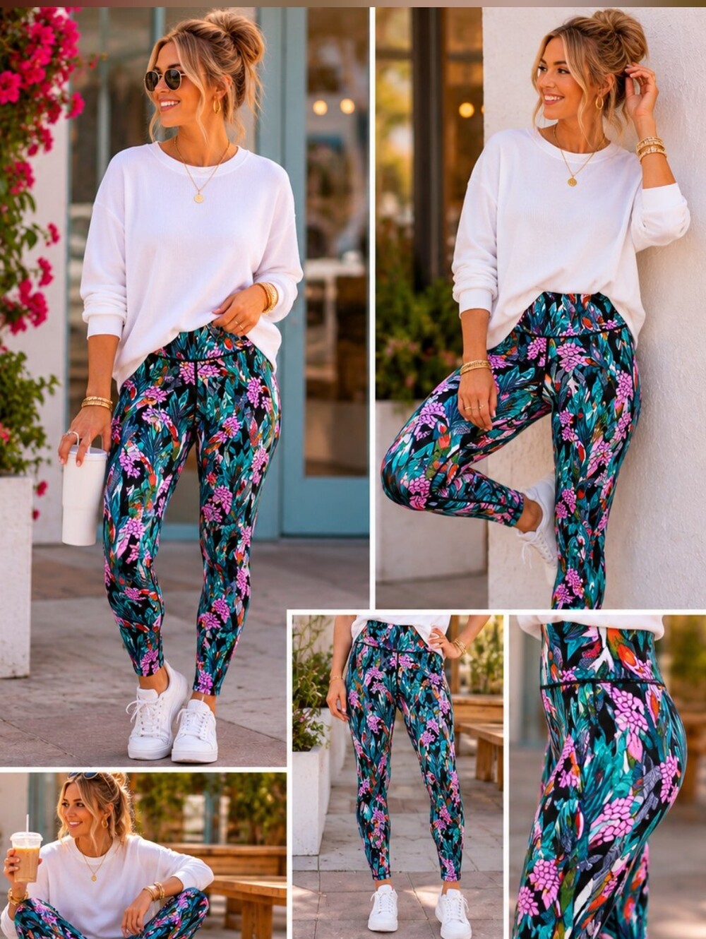 MINKPINK Move Tropical Floral Printed Cropped Leggings Size M